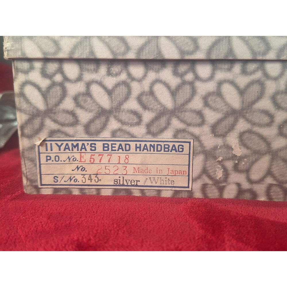Vintage Iiyama Tokyo Beaded Evening Bag Box Gloves Japan Silver White Incredible